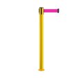 Montour Line Stanchion Belt Barrier Fixed Base Yellow Post 7.5ftFl. Pink Belt MSX630F-YW-FPK-75